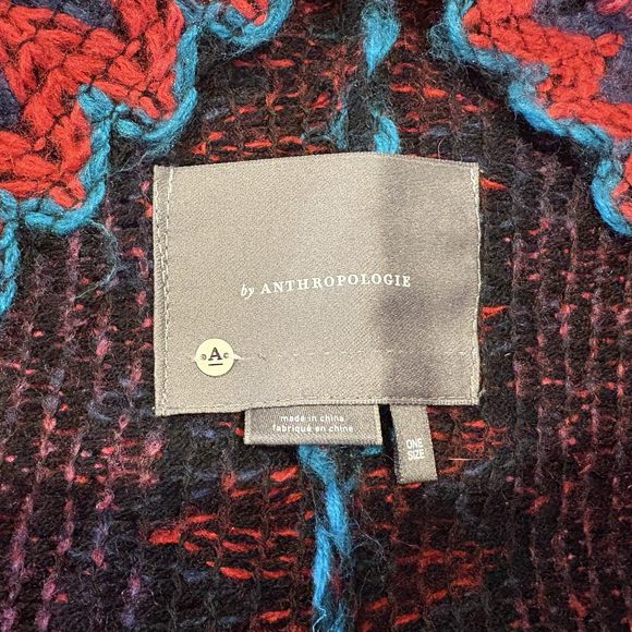 Anthropologie Fringed Knit Cardigan Kimono Shawl Multi-Color One Size - Picture 6 of 9